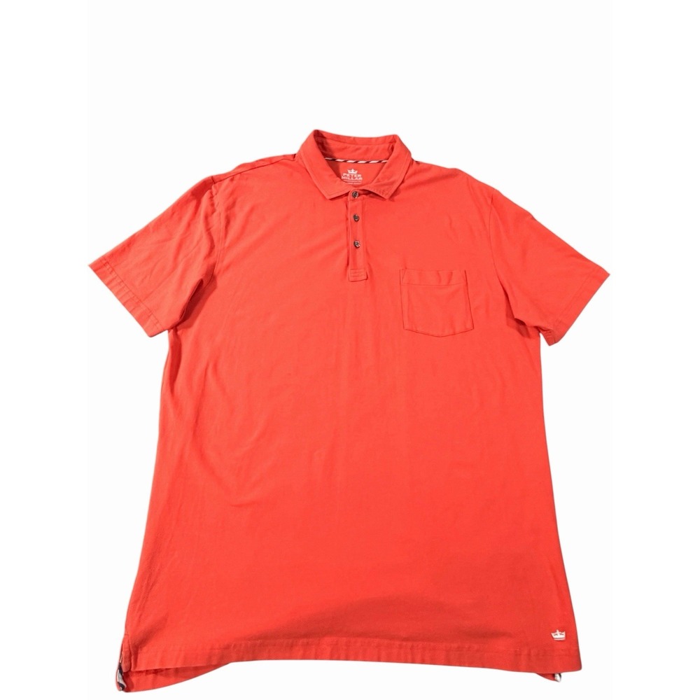 Peter Millar Seaside Wash Polo Shirt Mens L Red Contemporary Fit Stretch Pocket